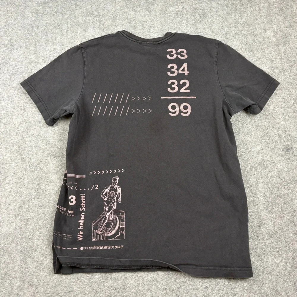 Adidas T-Shirt Mens Medium Black Graphic Press Information Transition Phase Y2K‎
